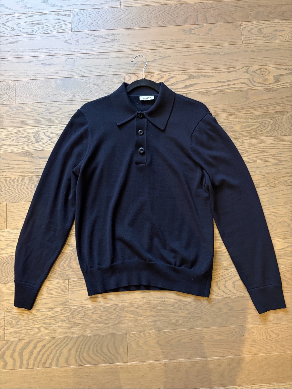Men's Navy Knit Polo Sweater